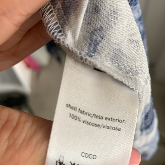 Venus Navy Blue & White Tie‎ Dye Button Front Maxi Dress sz 4 pleated tie waist - Picture 7 of 11